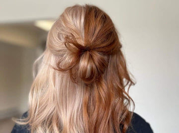 girl with blonde and brown Half Up, Half Down